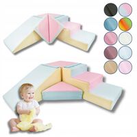 Zestaw 4 dużych klocków piankowych dla dzieci, pastel róż, żółty, niebieski