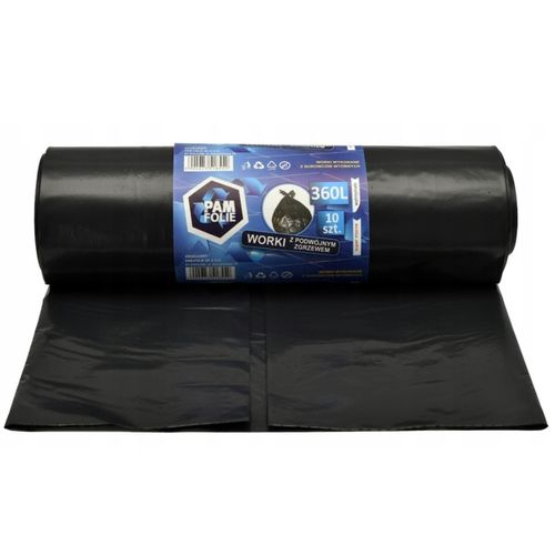 WORKI NA ŚMIECI 360L 100szt Uniwersalne Mocne Grube Czarne Duże Pam Folie na Arena.pl