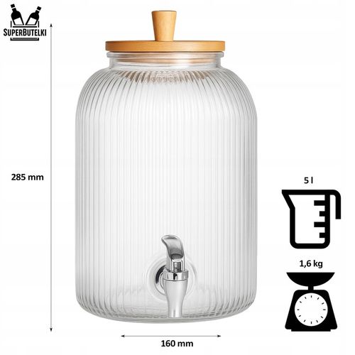 Słoik z kranikiem 5L duży słój szklany z kranem dzbanek dystrybutor wody na Arena.pl