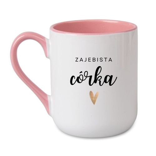 KUBEK "ZAJEBISTA CÓRKA" Wzór - Elegant Coffee Różowy 330 ml na Arena.pl
