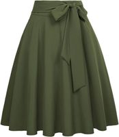 Spódnica Damska Vintage Rozkloszowana Elegancka Stylowa Oliwkowa XS