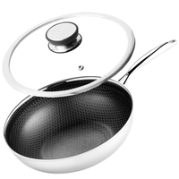 Profesjonalna patelnia Mitsu Wok 30 cm z pokrywką Plaster miodu Na indukcje