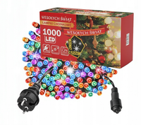 Lampki choinkowe LAMPKI ZEWNĘTRZNE 1000 LED MULTIKOLOR + FLASH 67m