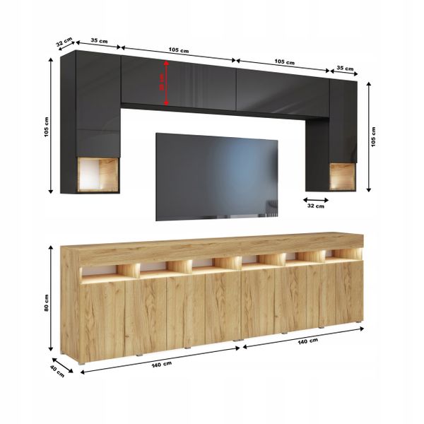 Meble do salonu Meblościanka czarna craft PREMIUM zdjęcie 2