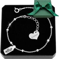 SREBRNA BRANSOLETKA KULKI 925 + SERCE GRAWER na PREZENT DLA NIEJ
