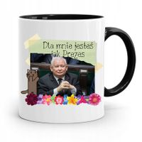 Kubek Czarny Śmieszny Pis Jarosław Kaczyński Z Nadrukiem Ze Zdjęciem