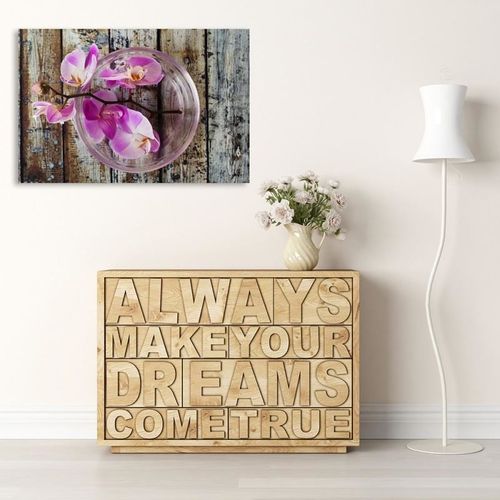 Obraz na płótnie - Canvas, Orchidea na tle desek 40x30 na Arena.pl
