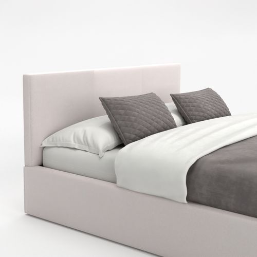 ŁÓŻKO TAPICEROWANE DO SYPIALNI 160x200 ŁÓŻKO PODWÓJNE Z POJEMNIKIEM KREMOWE na Arena.pl