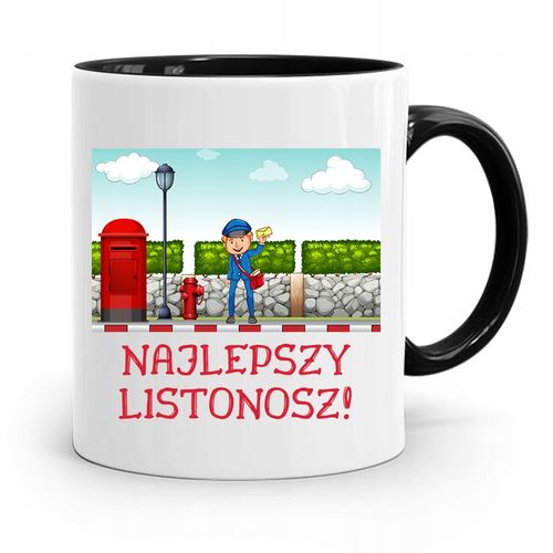 Kubek Czarny Dla Listonosza Najlepszy Listonosz Z Nadrukiem Ze Zdjęciem na Arena.pl