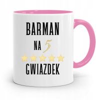 Kubek Różowy Dla Barmana Na Pięć Gwiazdek Prezent Z Nadrukiem Ze Zdjęciem