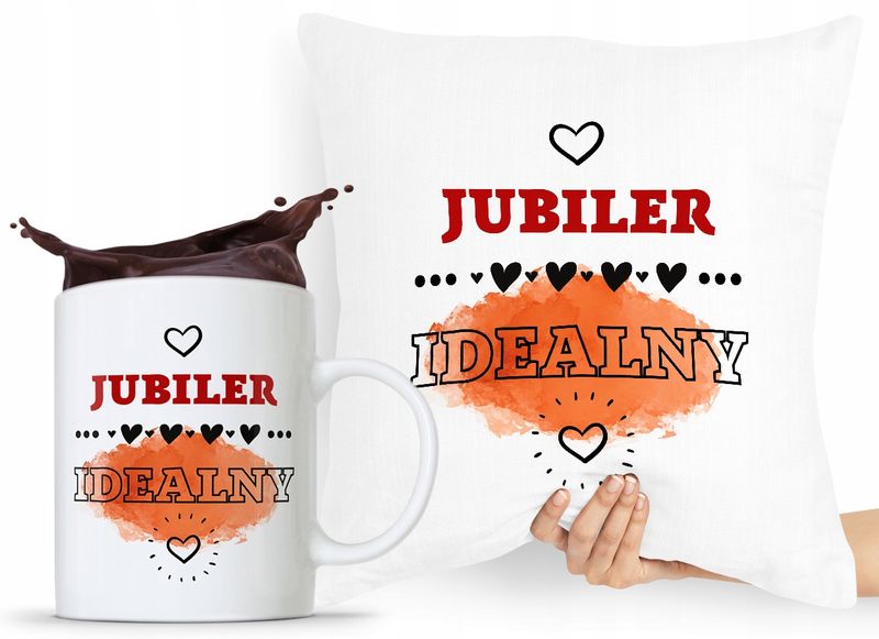 Zestaw Poduszka + Kubek Dla Jubilera Prezent Z Nadrukiem Ze Zdjęciem zdjęcie 1