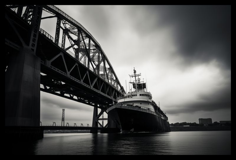 Plakat 45x30cm Statek przy Moście zdjęcie 2