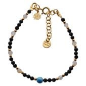 Bransoletka mix - Apatyt, Turmalin, cytryn, kwarc różowy i srebro złocone