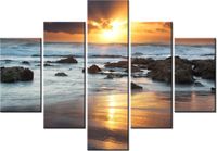 70 100CM OBRAZ 5 ELEM WSCHÓD SŁOŃCA OCEANEM DRUK PŁÓTNO