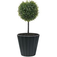 Doniczka okrągła imitacja drewna 29 L antracyt Ø 40 cm - stylowa i wytrzymała dekoracja do domu i ogrodu