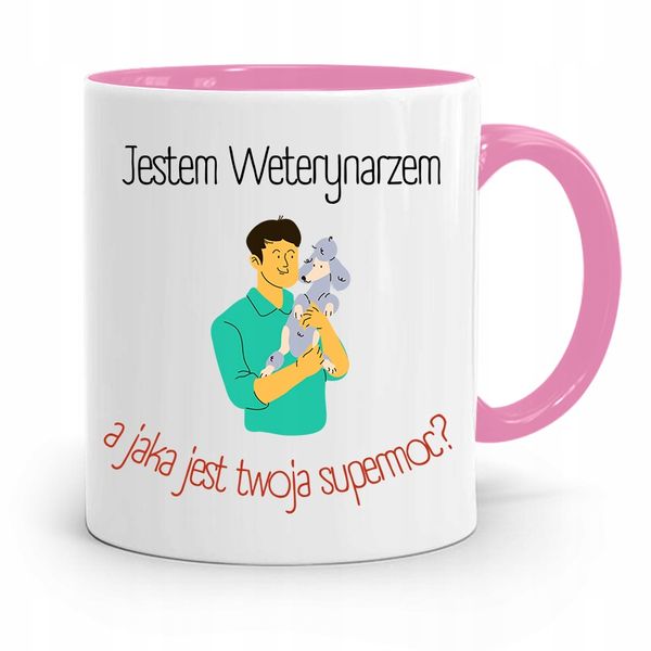 Kubek Różowy Weterynarza Jestem Weterynarzem Z Nadrukiem Ze Zdjęciem zdjęcie 1