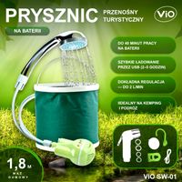 PRYSZNIC TURYSTYCZNY KEMPINGOWY ViO SW-01 z GŁOWICĄ PRYSZNICOWĄ 2200mA 2L/m