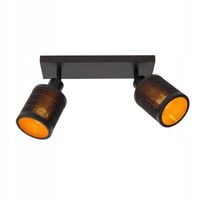 Lampa sufitowa ścienna podwójna bambusowa reflektorki czarna brązowa Lucide