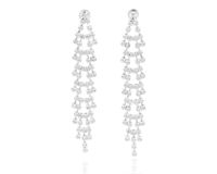 Kolczyki na sztyfcie z cyrkoniami srebrne 6 cm