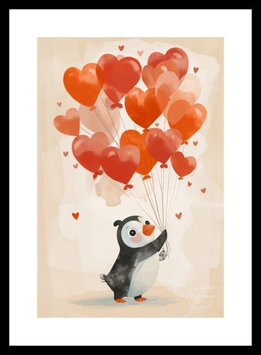 Plakat 20x30cm Pingwinek z Balonami na Arena.pl