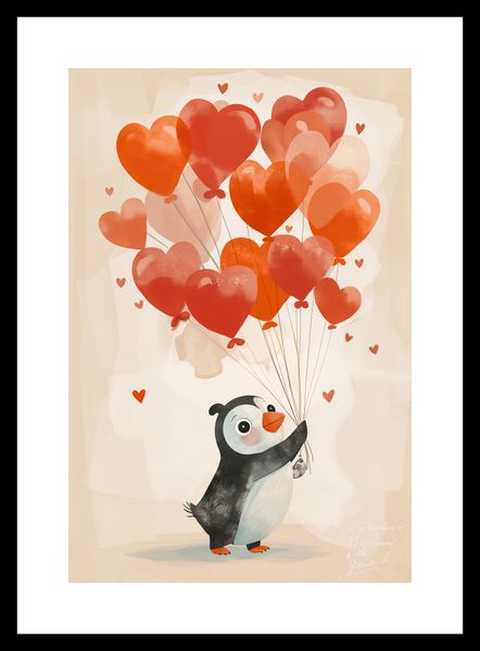 Plakat 20x30cm Pingwinek z Balonami zdjęcie 3
