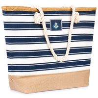 Torba Plażowa Duża Zapinana Na Zamek Torebka Shopper Na Piknik z Podszewką