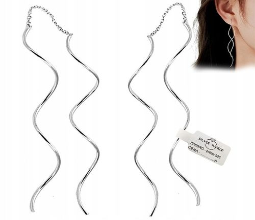KOLCZYKI SREBRNE 925 PRZECIĄGANE DŁUGIE WISZĄCE SPIRALKI SREBRO 925 na Arena.pl