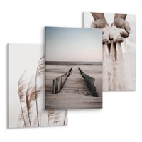 Obrazy Do Salonu PLAŻA Morze Wschód Słońca Rośliny Pejzaż 90cm x 40cm