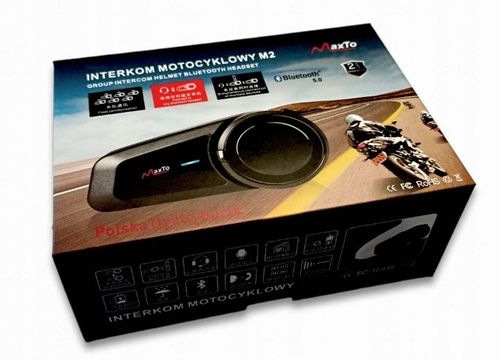 INTERKOM MOTOCYKLOWY BLUTOOTH MAXTO M2 POLSKI LEKTOR na Arena.pl