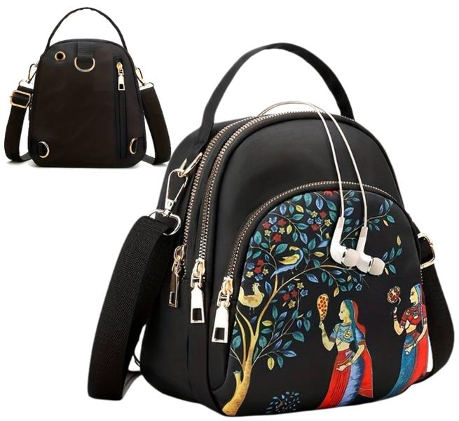 Mały plecak damski 2w1 torebka na ramię czarny plecaczek miejski zdjęcie 1