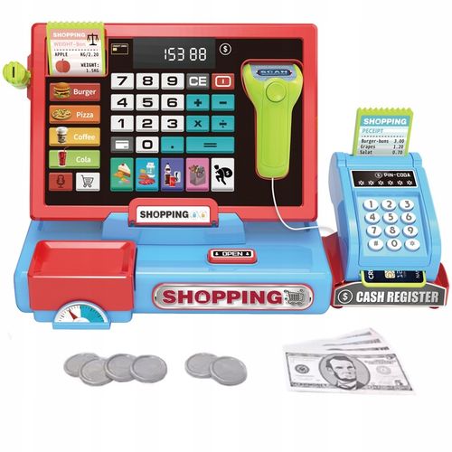 DUŻA KASA FISKALNA Sklepowa DLA DZIECI KALKULATOR Skaner DŹWIĘK MATADI AKC na Arena.pl