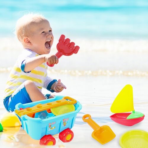 ZESTAW DO ZABAWY W PIASKU PIASKOWNICY WÓZEK TACZKA FOREMKI ŁOPATKI na Arena.pl