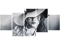 70CM 150CM OBRAZ 5 ELEM SZARA DAMA ŚCIENNY