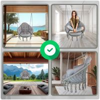 Szare Bocianie gniazdo huśtawka + PIKOWANA Poduszka XXL + Zestawy montażo