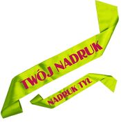 Szarfa zielone jabłuszko  z Twoim nadrukiem w kolorze fuksji - przód + tył