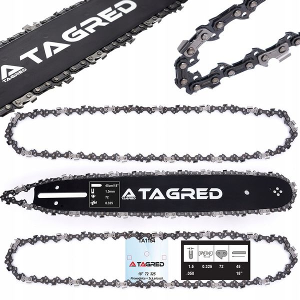 PROWADNICA 2 ŁAŃCUCHY DO PIŁY 18 45cm 0,325 1,5 72 zdjęcie 1