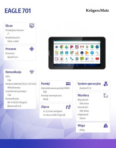 Kruger & Matz Tablet 7" EAGLE 701 na Arena.pl