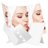 Lusterko kosmetyczne składane potrójne białe z LED