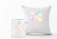 Zestaw PODUSZKA i KUBEK prezent NA WALENTYNKI dla dziewczyny różne wzory