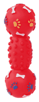 Zabawka dla psa hantel 100kg w łapki z piszczałką czerwona 14cm UNIQ PETS