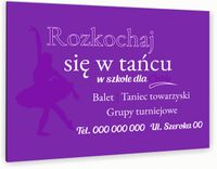 nadruk UV TABLICZKA reklamowa aluminiowa szyld SZKOŁA TAŃCA dibond 40x30 cm