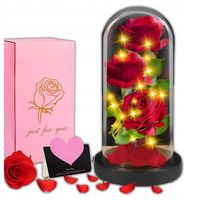 Wieczna Róża w Szkle Świecąca LED na Baterie na Walentynki lub Dzień Kobiet