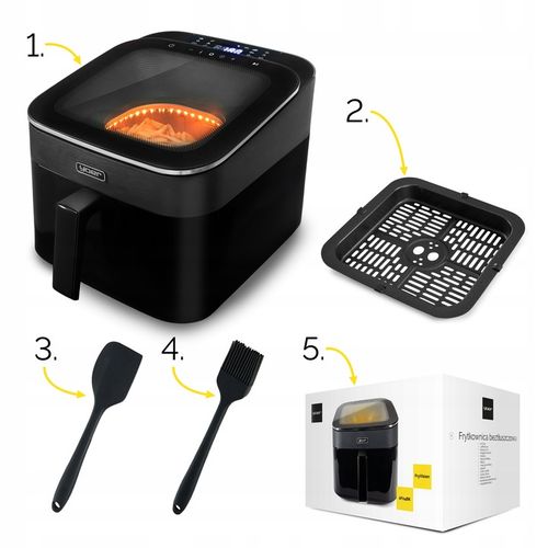 Frytkownica beztłuszczowa 6,5L Air Fryer Yoer 1700W +Duże okno 12 programów na Arena.pl