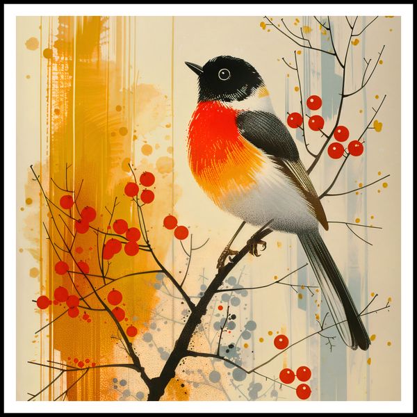 Plakat 100x100cm Jesienny Rudzik zdjęcie 3