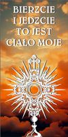 Baner religijny 120x60 cm Dekoracja boże ciało bierzcie i jedzcie