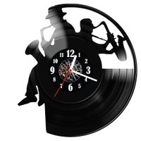 Zegar ścienny z płyty winylowej Saksofon 33.14