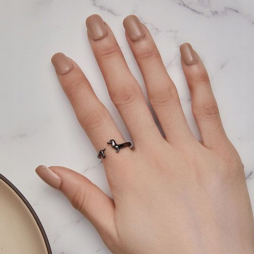 Pierścionek Srebrny 925 Regulowany Pies Jamnik Czarne Złoto Srebro 925 na Arena.pl