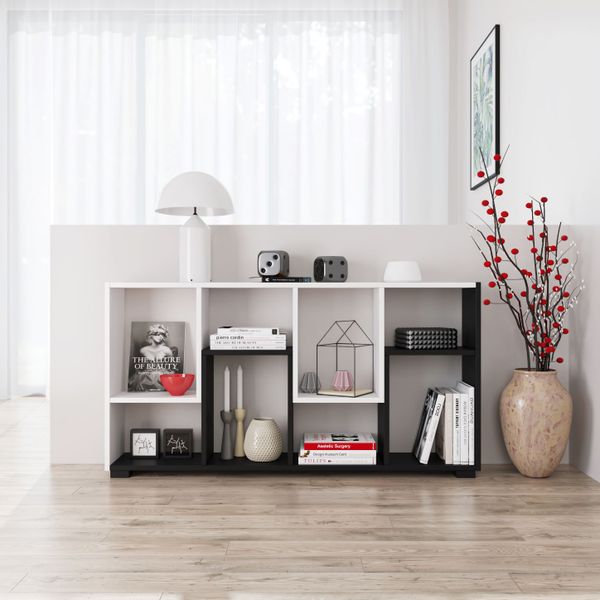 Regał 120x60x20cm ścienny podłogowy biały czarny zdjęcie 6