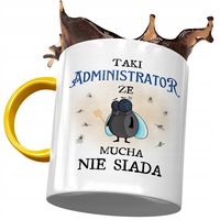 Kubek Żółty Dla Administratora Że Mucha Nie Siada Z Nadrukiem Ze Zdjęciem