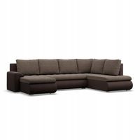 NAROŻNIK FORESTA XXL Z OTOMANĄ BRĄZ CAPPUCCINO KANAPA Rogówka